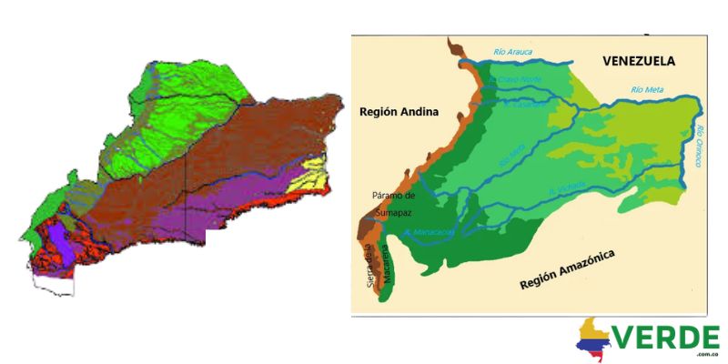 mapa del relieve de la region orinoquia